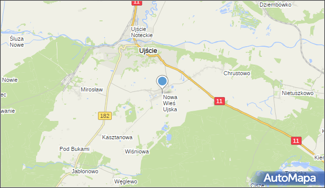 mapa Nowa Wieś Ujska, Nowa Wieś Ujska na mapie Targeo